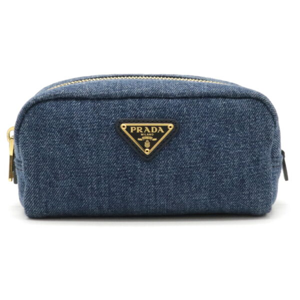 12041222 Prada Denim Cosmetic Pouch Bleu Blue