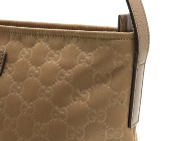 12041298 6 Gucci GG Nylon Crossbody Bag Leather Beige Brown