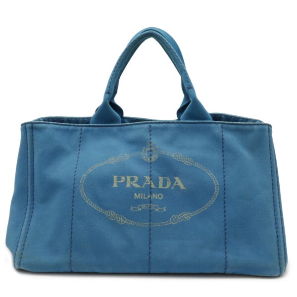 12041347 Prada Canapa Large Tote Azzurro Blue