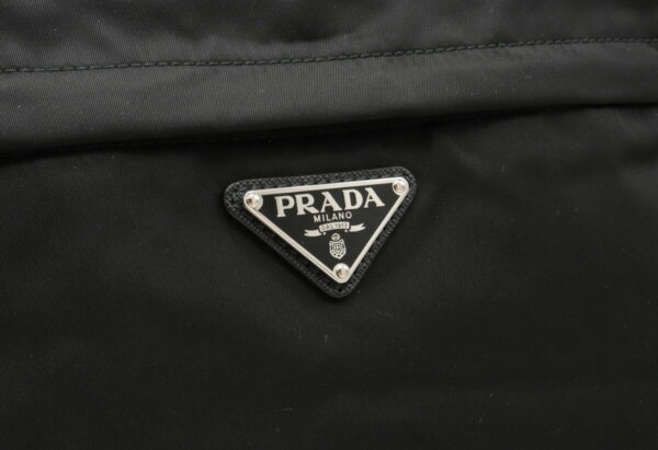 12041352 6 Prada Diagonal Nylon Leather Shoulder Bag Nero Black