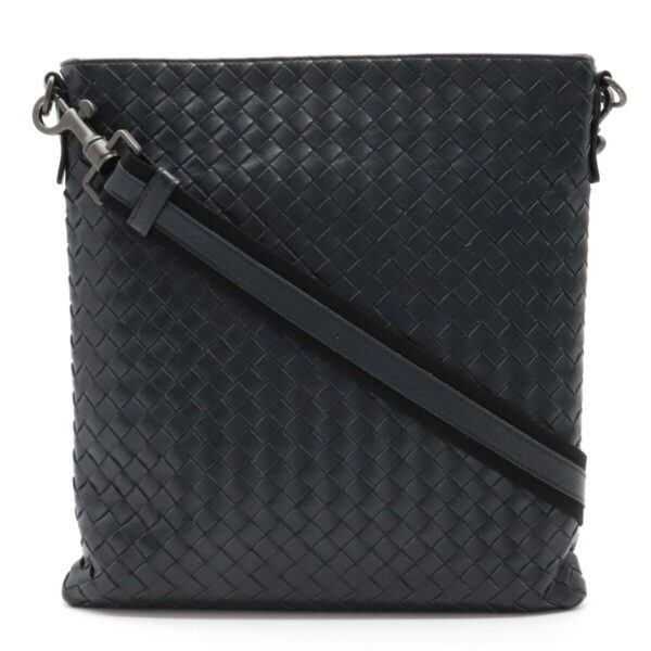 12041417 Bottega Veneta Intrecciato Shoulder Bag Diagonal Leather Navy Blue