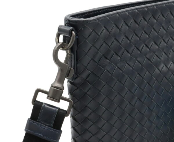 12041417 7 Bottega Veneta Intrecciato Shoulder Bag Diagonal Leather Navy Blue