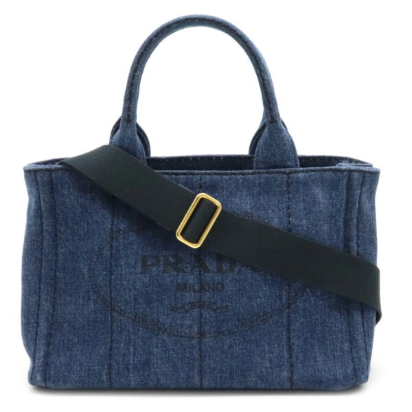 12041420 Prada Canapa 2WAY Denim Shoulder Bag Bleu Blue