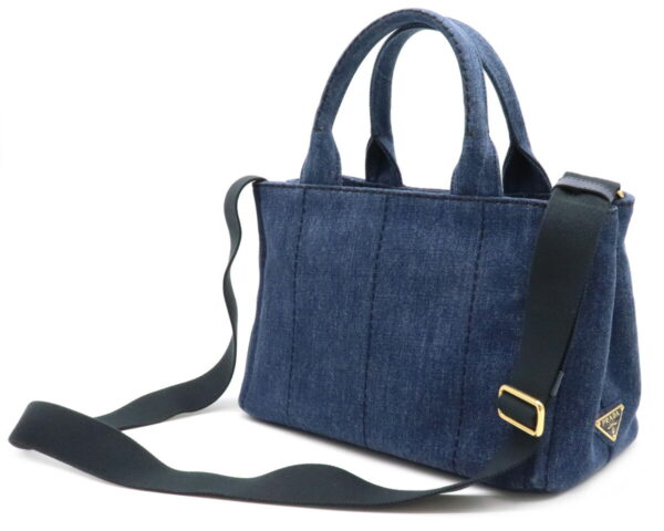 12041420 1 Prada Canapa 2WAY Denim Shoulder Bag Bleu Blue