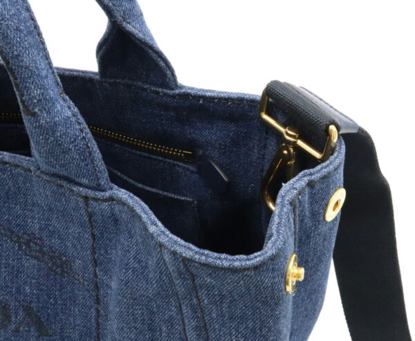 12041420 6 Prada Canapa 2WAY Denim Shoulder Bag Bleu Blue