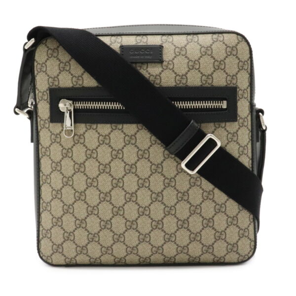 12041424 Gucci GG Supreme Diagonal Shoulder Bag Leather Beige