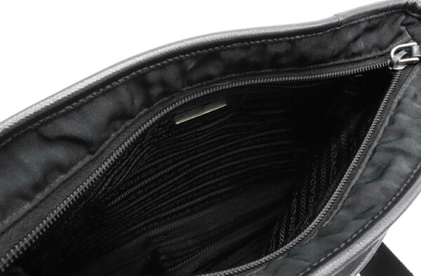 12041459 4 Prada Diagonal Nylon Leather Shoulder Bag Nero Black