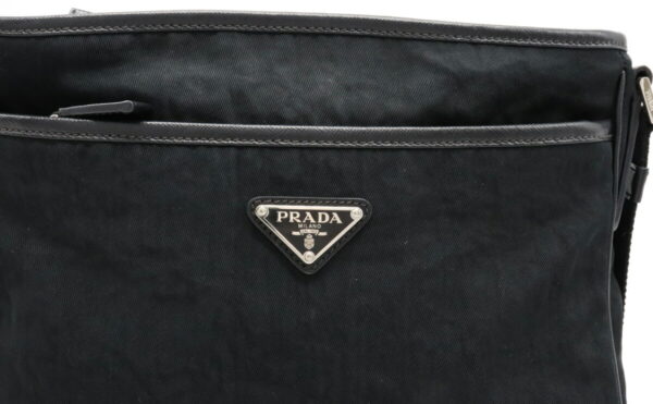 12041459 7 Prada Diagonal Nylon Leather Shoulder Bag Nero Black