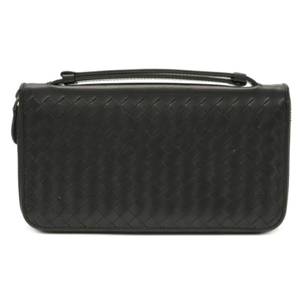 12041460 Bottega Veneta Intrecciato Calf Leather Travel Case Black