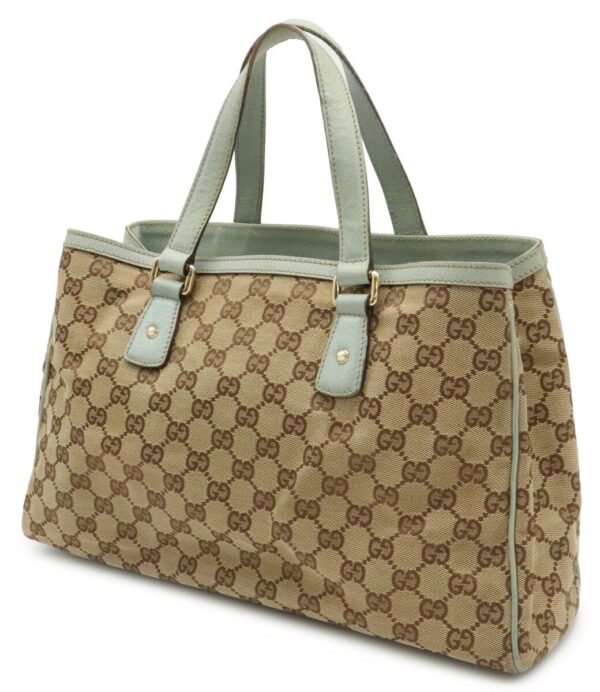 12041506 1 Gucci GG Heart Cadena Tote Bag Leather Khaki Beige