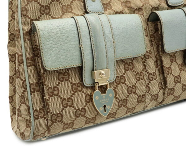 12041506 5 Gucci GG Heart Cadena Tote Bag Leather Khaki Beige