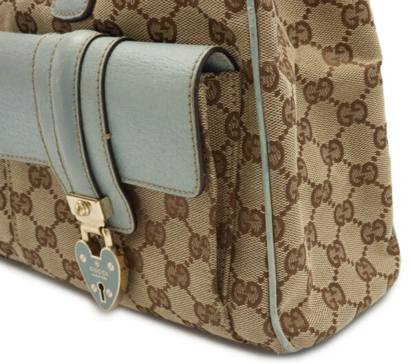 12041506 7 Gucci GG Heart Cadena Tote Bag Leather Khaki Beige