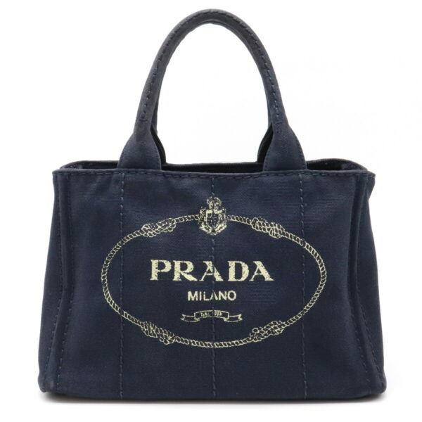 12050075 1 Prada Canapa 2WAY Canvas Tote Bag Baltico Navy