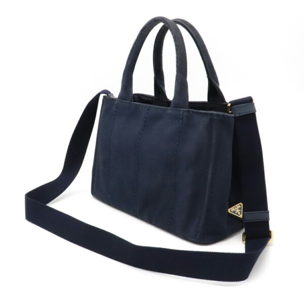 12050075 2 Prada Canapa 2WAY Canvas Tote Bag Baltico Navy