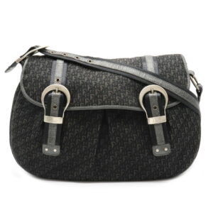 12050335 Gucci Nylon Canvas Leather Shoulder Bag Black