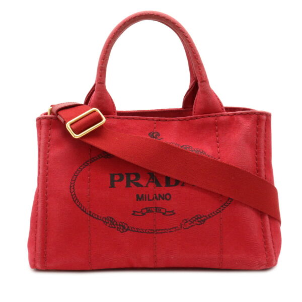 12050337 Prada Canapa 2WAY Tote Bag Red