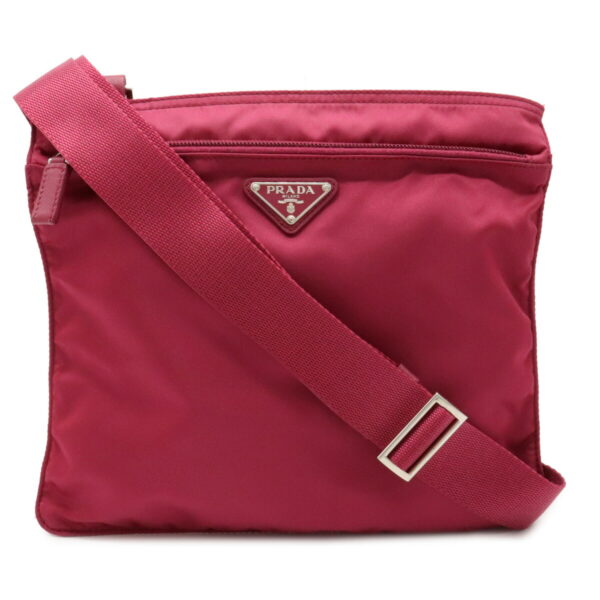 12050369 Prada Nylon Leather Crossbody Bag Ibisco Pink