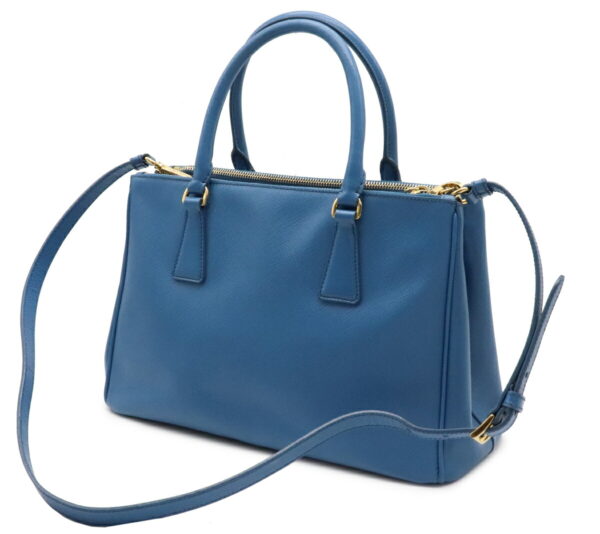 12050375 1 Prada Saffiano Lux Galleria 2WAY Leather Handbag Cobalto Blue