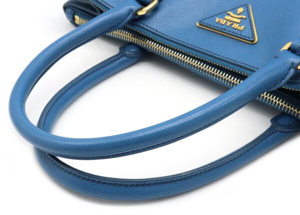 12050375 3 Prada Saffiano Lux Galleria 2WAY Leather Handbag Cobalto Blue