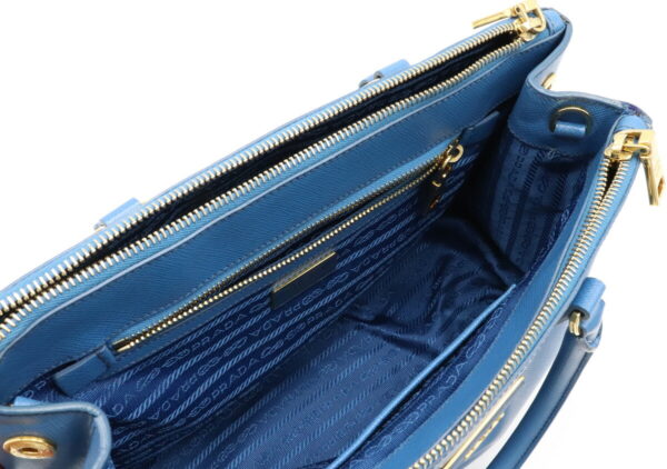 12050375 4 Prada Saffiano Lux Galleria 2WAY Leather Handbag Cobalto Blue