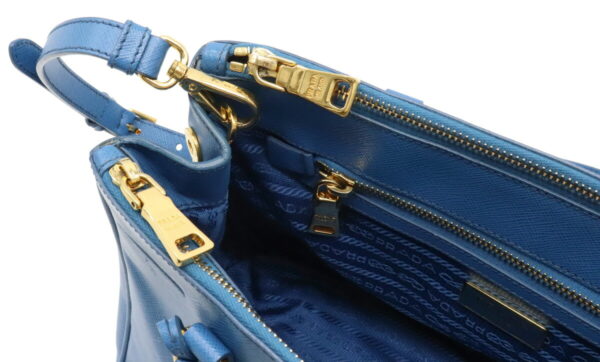 12050375 5 Prada Saffiano Lux Galleria 2WAY Leather Handbag Cobalto Blue