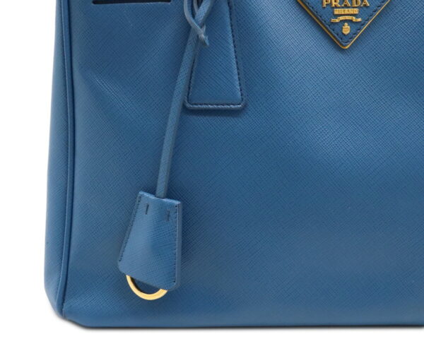 12050375 7 Prada Saffiano Lux Galleria 2WAY Leather Handbag Cobalto Blue