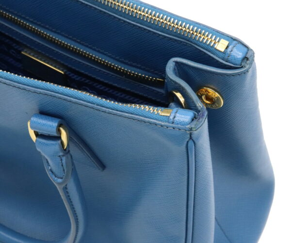 12050375 8 Prada Saffiano Lux Galleria 2WAY Leather Handbag Cobalto Blue