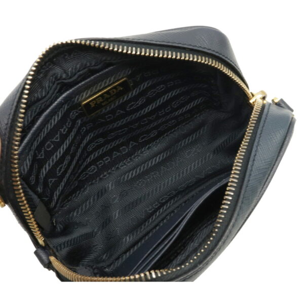 12050618 4 Prada Saffiano 2WAY Pochette Embossed Leather Navy Blue