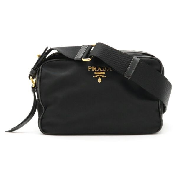 12051008 Prada 2WAY Nylon Leather Pochette Nero Black