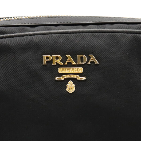 12051008 7 Prada 2WAY Nylon Leather Pochette Nero Black