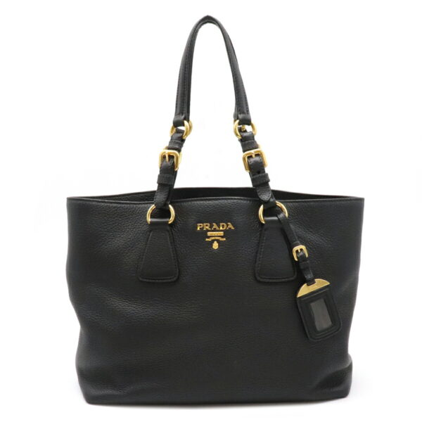 12051142 Prada Leather Tote Bag Nero Black