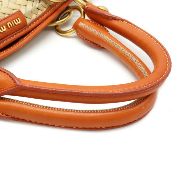 12060352 3 Miu Miu Tote Bag Leather Natural Orange Brown