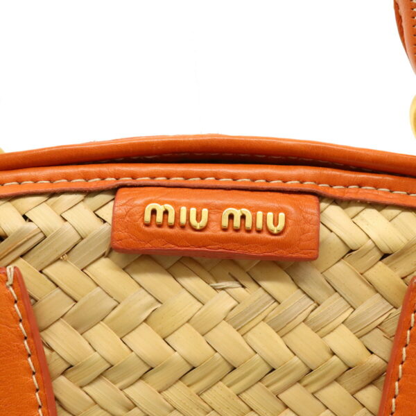 12060352 6 Miu Miu Tote Bag Leather Natural Orange Brown