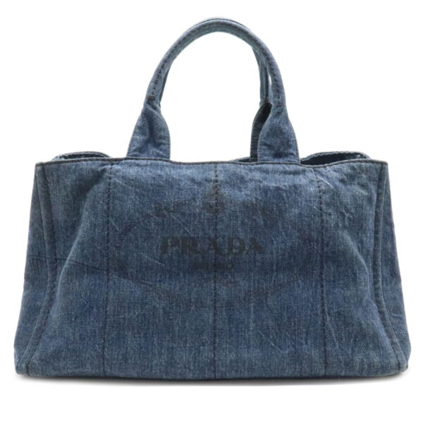 12060372 Prada Canapa Large Denim Tote Bag Blue