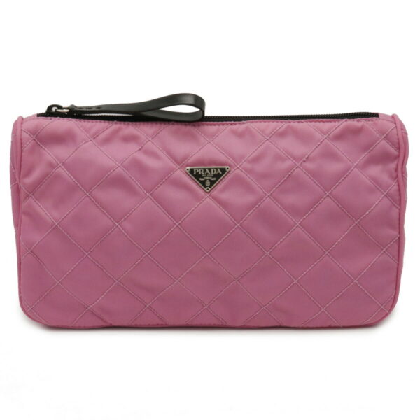 12060448 Prada Quilted Nylon Cosmetic Pouch Begonia Pink