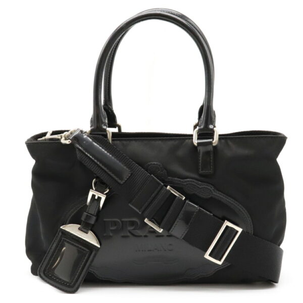 12060491 Prada 2WAY Nylon Leather Shoulder Bag Nero Black