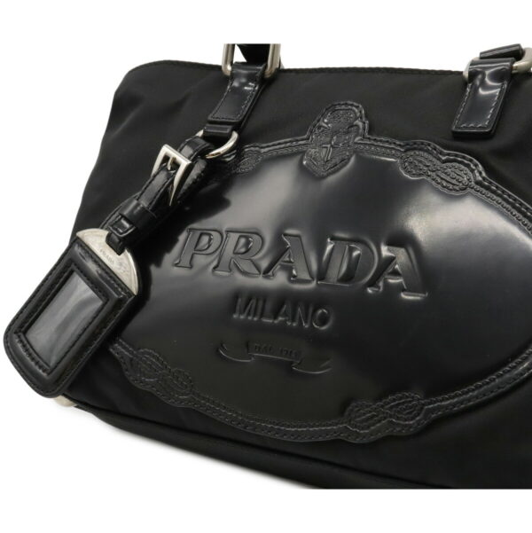 12060491 7 Prada Logo 2WAY Nylon Leather Shoulder Bag Nero Black