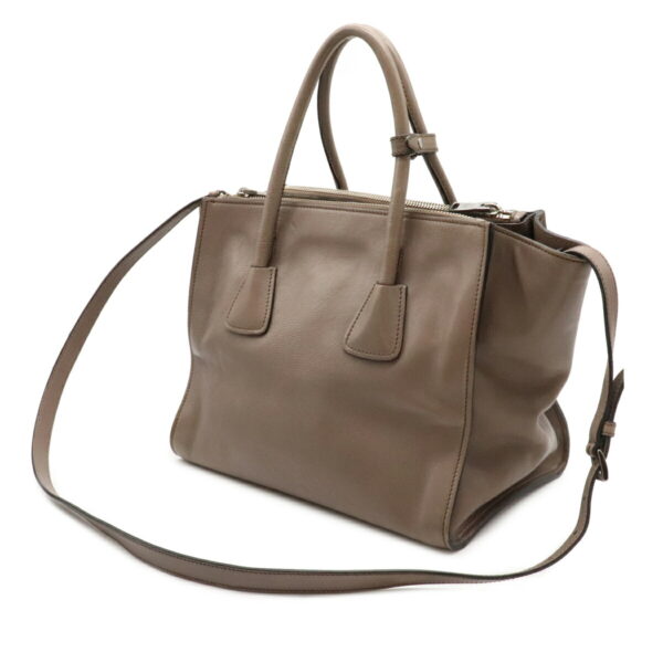 12060806 1 Prada 2WAY Leather Crossbody Bag Gray Beige