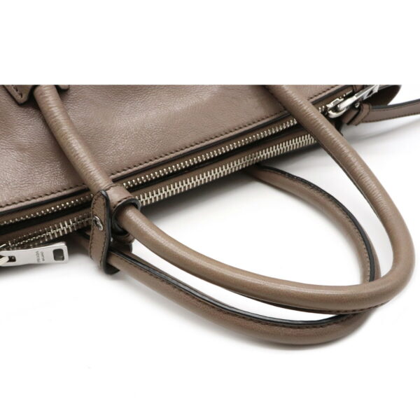 12060806 3 Prada 2WAY Leather Crossbody Bag Gray Beige