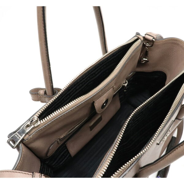 12060806 4 Prada 2WAY Leather Crossbody Bag Gray Beige