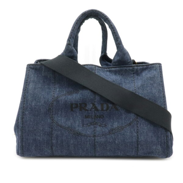 12061023 Prada Canapa 2WAY Denim Tote Bag Avio Blue