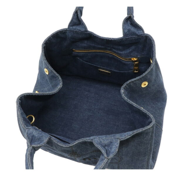 12061023 3 Prada Canapa 2WAY Denim Tote Bag Avio Blue