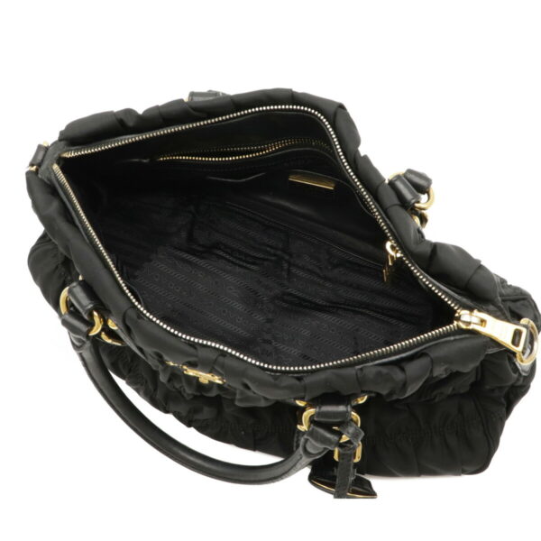 12061026 4 Prada Gathered 2WAY Leather Handbag Nero Black