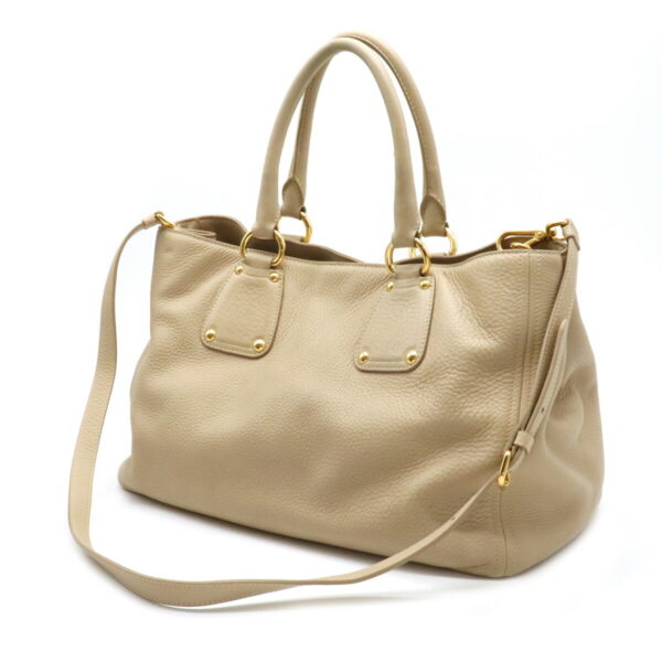 12061111 1 Prada Vit Daino 2WAY Leather Tote Bag Sabbia Beige