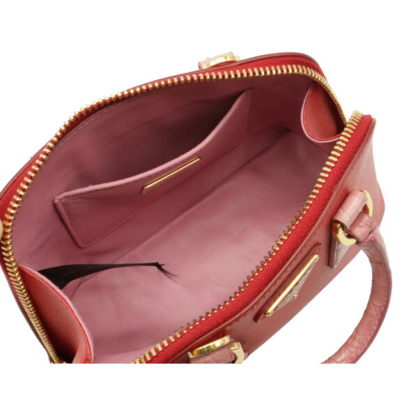 12061135 4 Prada Mini Promenade 2WAY Croco Leather Handbag Red Pink