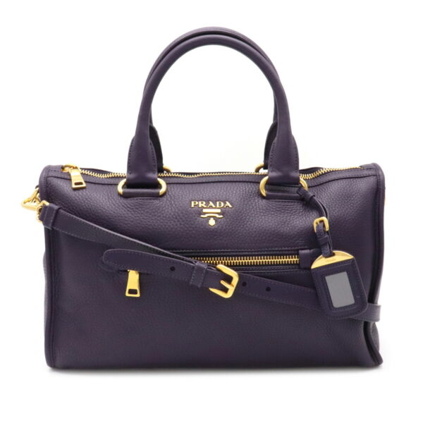 12061186 Prada Vit Daino 2WAY Leather Tote Bag Uva Purple