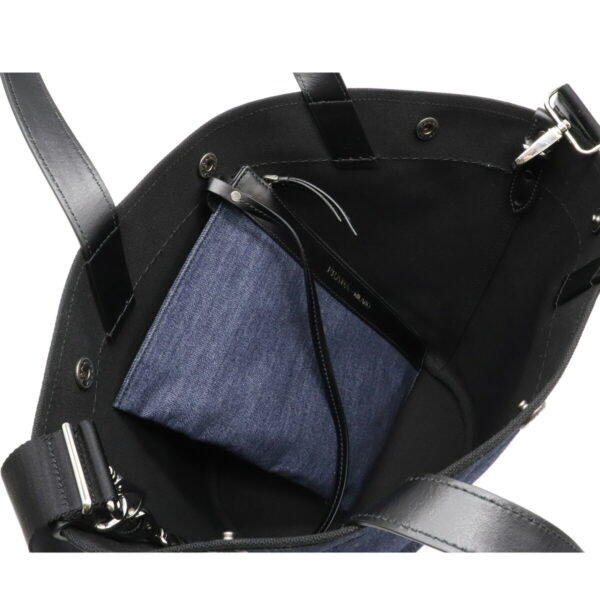 12061187 4 Prada 2WAY Denim Leather Shoulder Bag Blue Nero