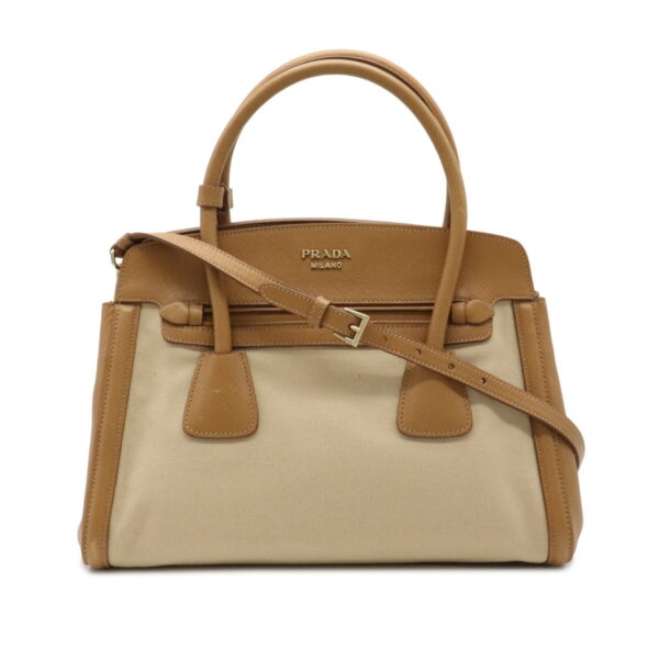 12070123 Prada 2WAY Leather Tote Bag Corda Caramel