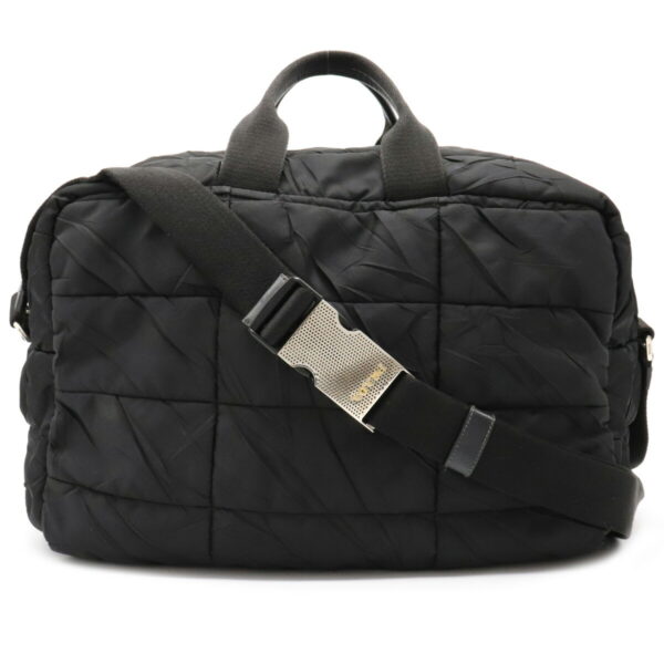 12070139 Prada Quilted Nylon Leather Crossbody Bag Nero Black