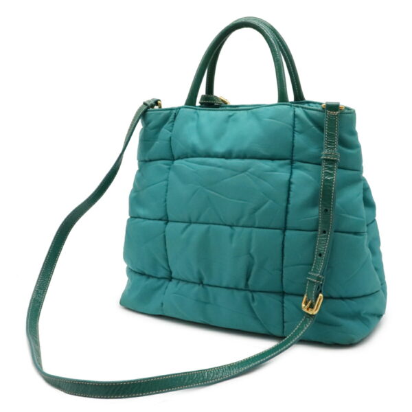 12070325 1 Prada Tessuto Bomber 2WAY Nylon Patent Handbag Emerald Green